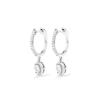 Oval Halo Drop Hoop Earrings with 0.20tw of Diamonds in Sterling Silver Earrings Bevilles 