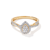 Pear Shaped Cluster Shoulder Ring with 0.25tw of Laboratory-Grown Diamonds in 9kt Yellow Gold Rings Bevilles 