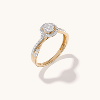 Round Halo Cluster Twist Shoulder Ring with 0.25tw of Laboratory-Grown Diamonds in 9kt Yellow Gold Rings Bevilles 