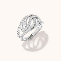 Swirl Multirow Ring with 1.00tw of Laboratory-Grown Diamonds in Sterling Silver and Platinum Rings Bevilles 