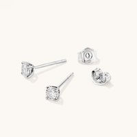 Miracle Solitaire Stud Earrings with 0.16tw of Laboratory-Grown Diamonds in Sterling Silver and Platinum Earrings Bevilles 