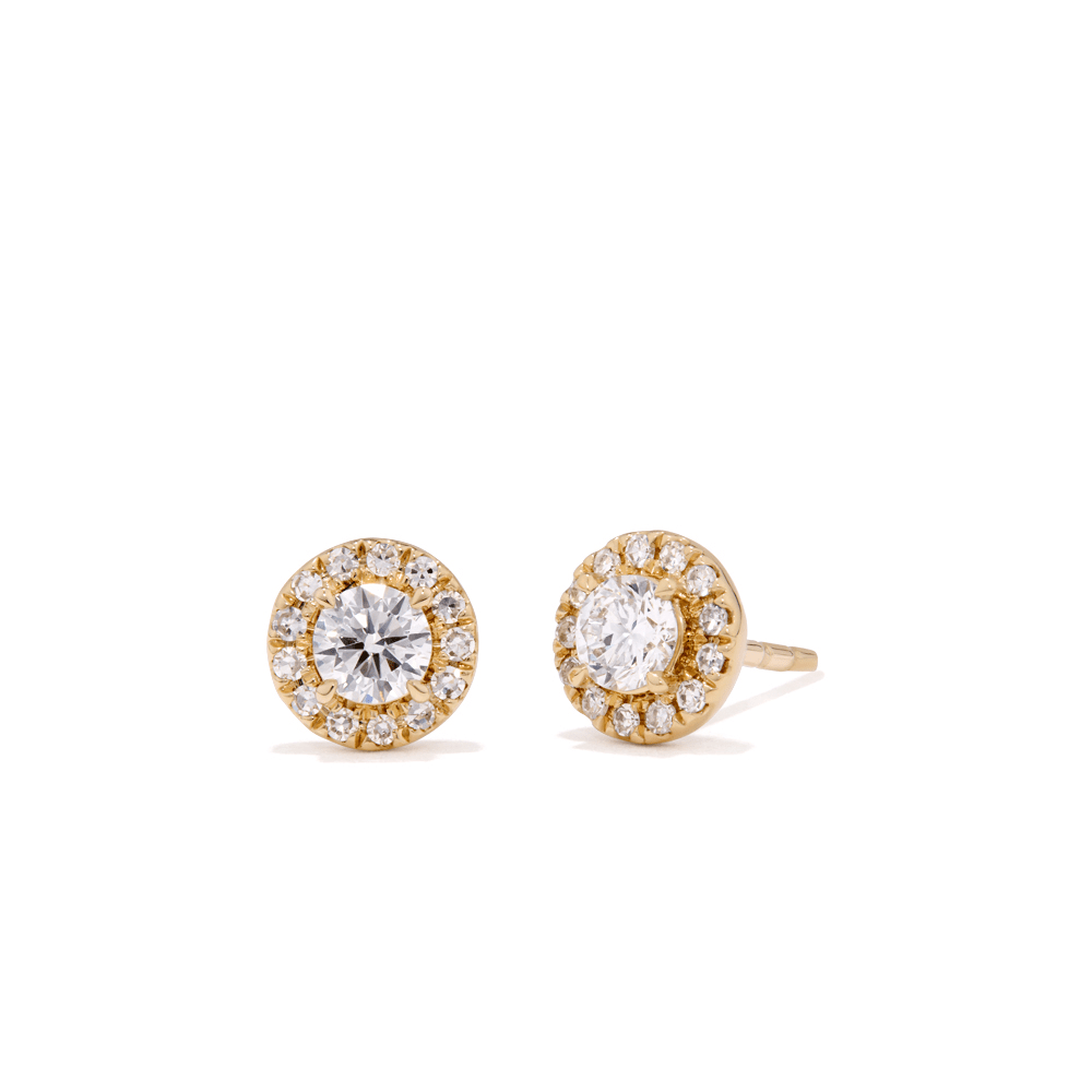 Halo Stud Earrings with 0.50tw of Laboratory-Grown Diamonds in 9kt Yellow Gold Earrings Bevilles 