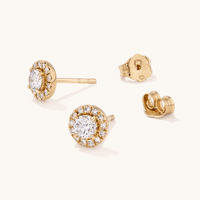 Halo Stud Earrings with 0.50tw of Laboratory-Grown Diamonds in 9kt Yellow Gold Earrings Bevilles 
