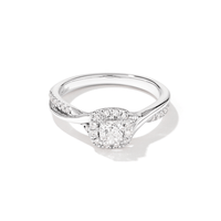 Cushion Shape Halo Twist Shoulder Ring with 0.50tw of Laboratory-Grown Diamonds in Sterling Silver Rings Bevilles 