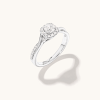 Cushion Shape Halo Twist Shoulder Ring with 0.50tw of Laboratory-Grown Diamonds in Sterling Silver Rings Bevilles 