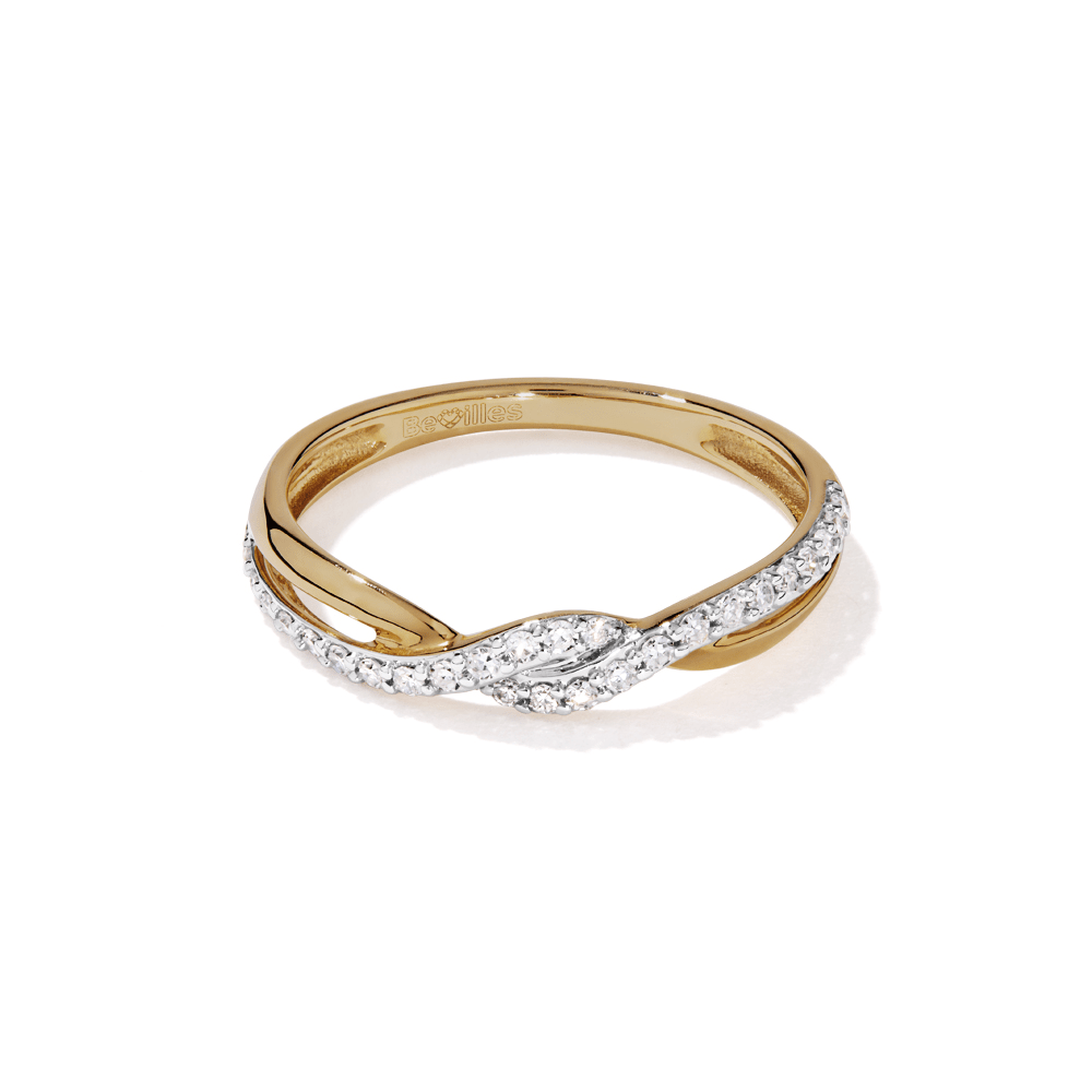 Twist Stacker Ring with 0.15tw of Laboratory-Grown Diamonds in 9kt Yellow Gold Rings Bevilles 