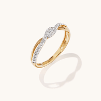 Twist Stacker Ring with 0.15tw of Laboratory-Grown Diamonds in 9kt Yellow Gold Rings Bevilles 
