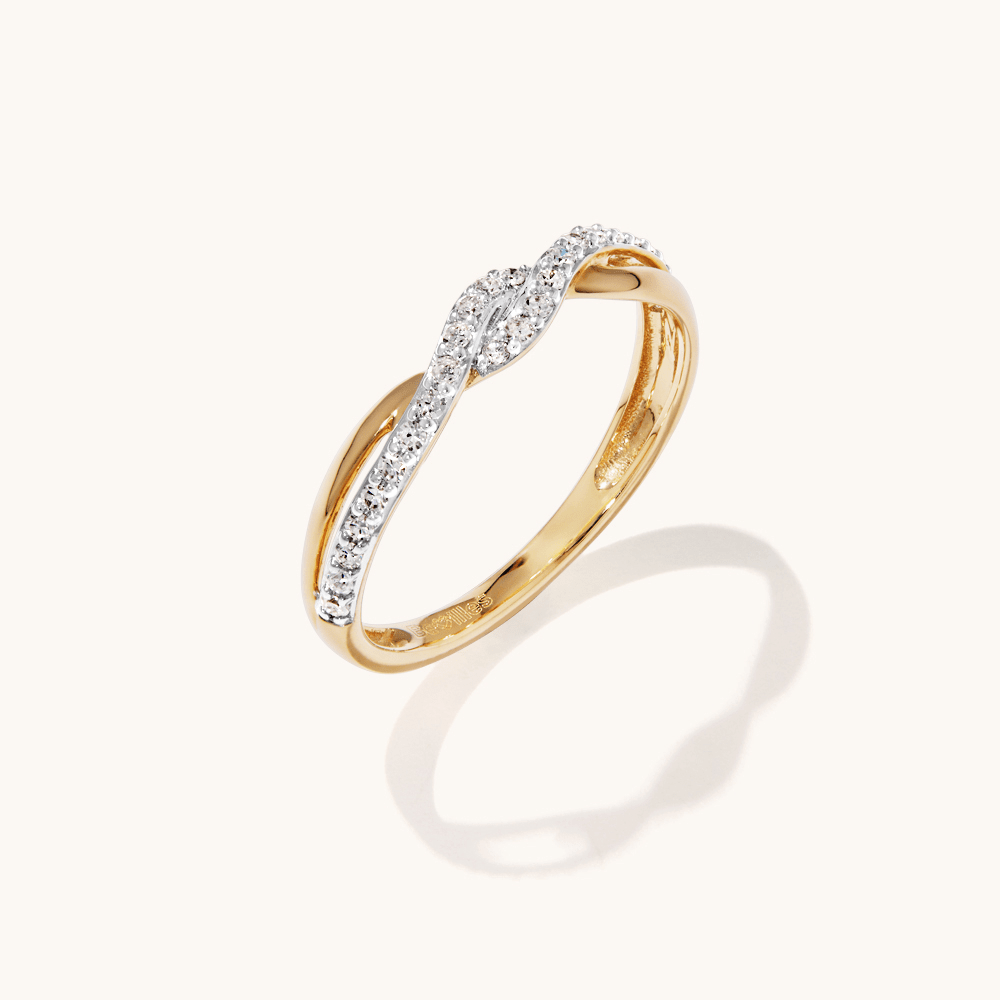 Twist Stacker Ring with 0.15tw of Laboratory-Grown Diamonds in 9kt Yellow Gold Rings Bevilles 