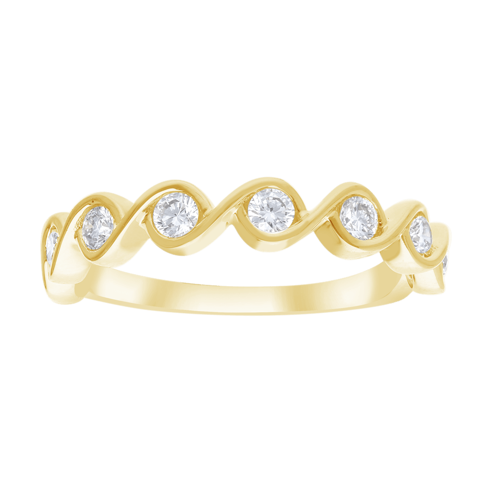 Twist Ring with 0.33tw of Laboratory-Grown Diamonds in 9kt Yellow Gold Rings Bevilles 