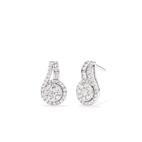 Cluster Halo Stud Earrings with 0.75tw of Laboratory-Grown Diamonds in Sterling Silver with Platinum Finish Earrings Bevilles 