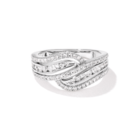 Swirl Dress Ring with 0.50tw of Laboratory-Grown Diamonds in Sterling Silver and Platinum Rings Bevilles 