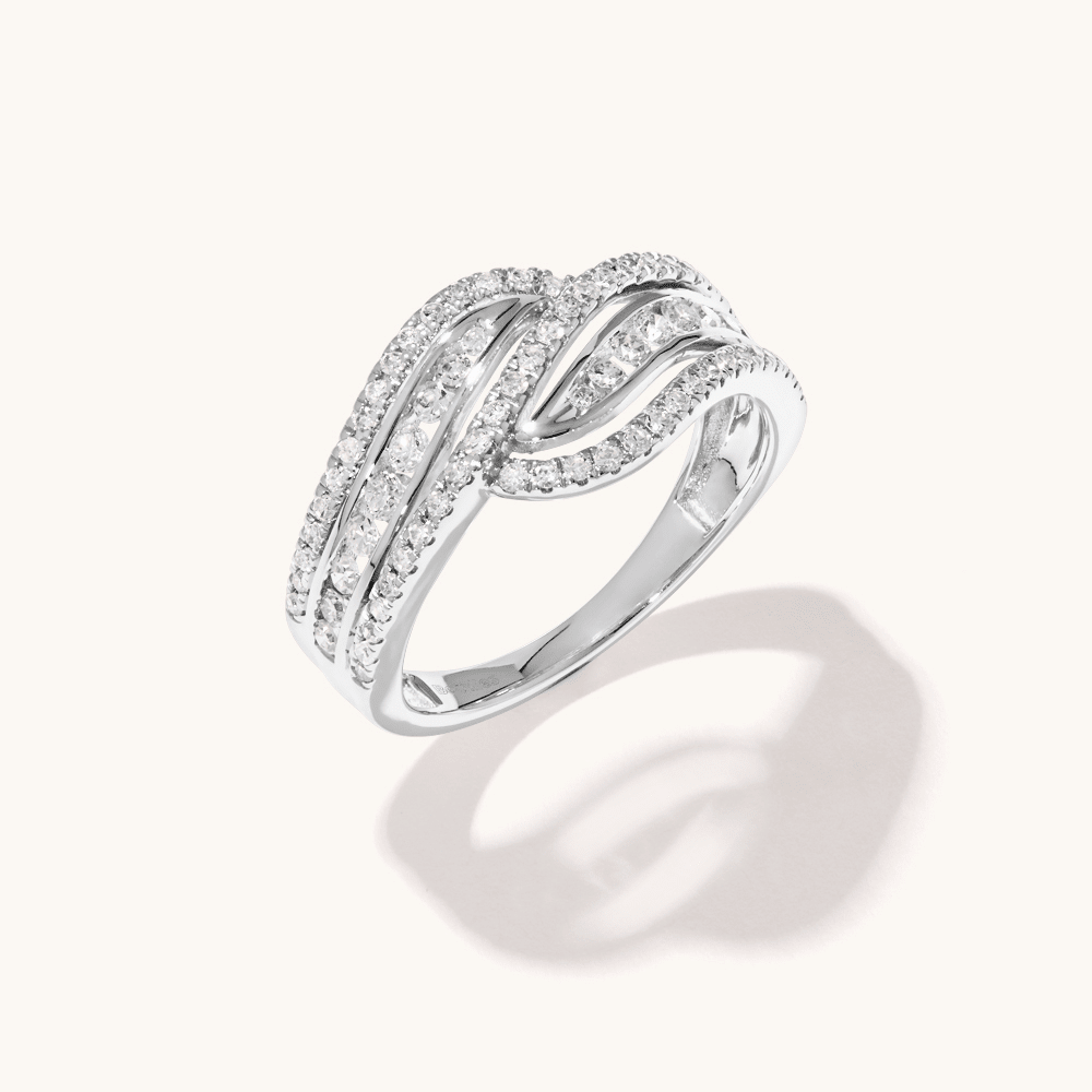 Swirl Dress Ring with 0.50tw of Laboratory-Grown Diamonds in Sterling Silver and Platinum Rings Bevilles 