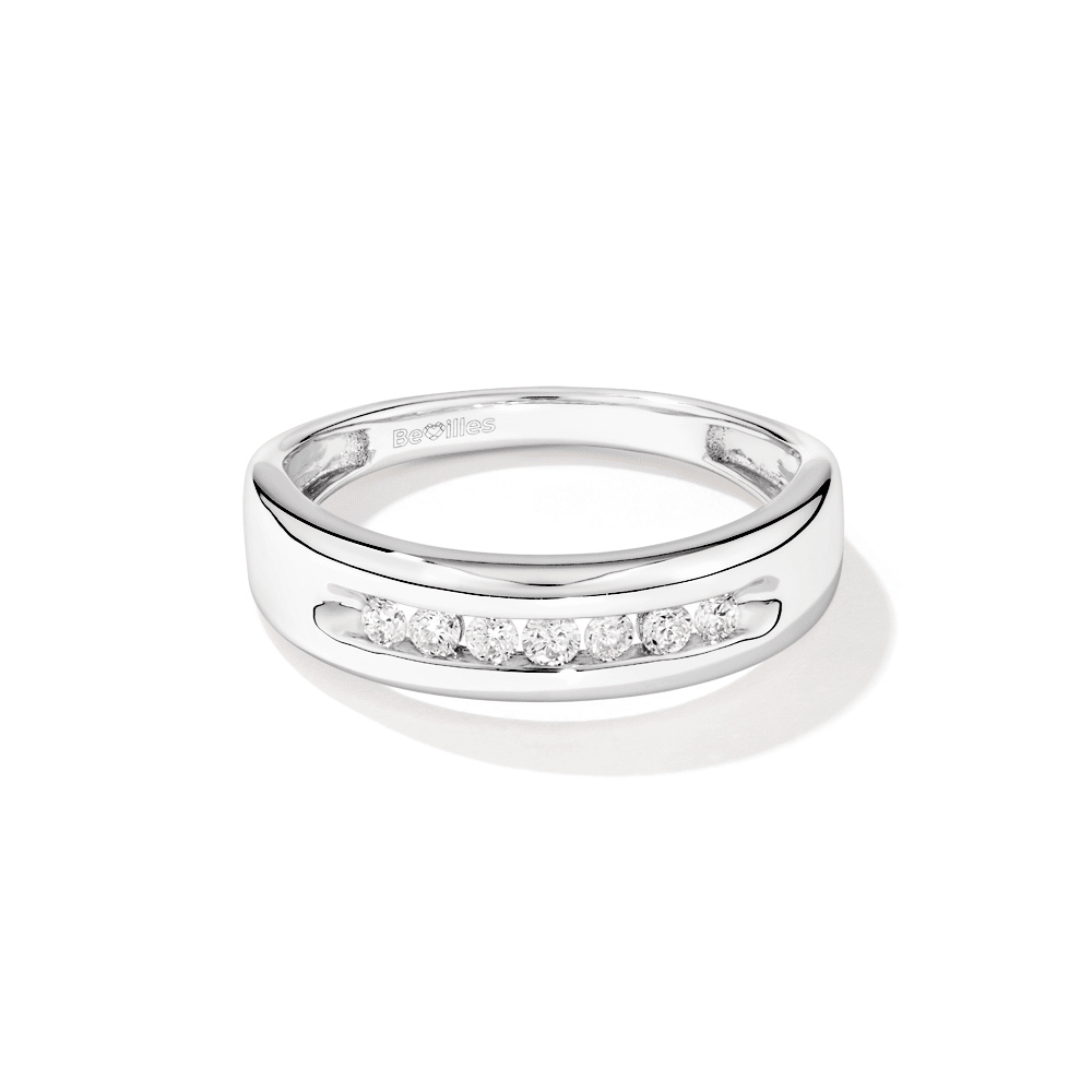 Channel Set Men's Ring with 0.25tw of Laboratory-Grown Diamonds in Sterling Silver and Platinum Rings Bevilles 
