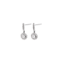 Halo Drop Stud Earrings with 0.50tw of Laboratory-Grown Diamonds in Sterling Silver and Platinum Earrings Bevilles 