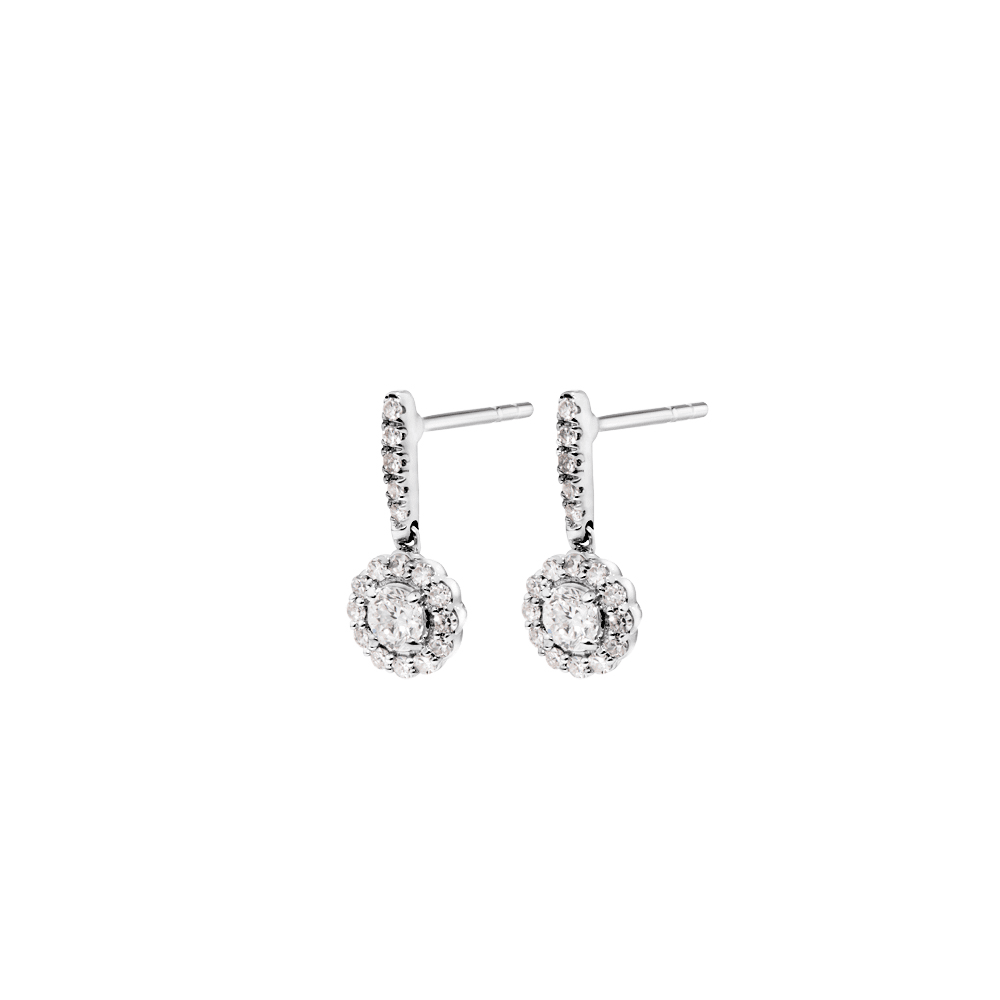 Halo Drop Stud Earrings with 0.50tw of Laboratory-Grown Diamonds in Sterling Silver and Platinum Earrings Bevilles 