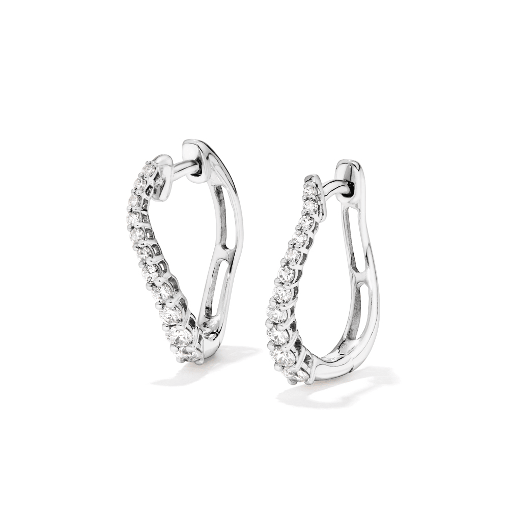 Twist Hoop Earrings with 0.50tw of Laboratory-Grown Diamonds in Sterling Silver and Platinum Earrings Bevilles 