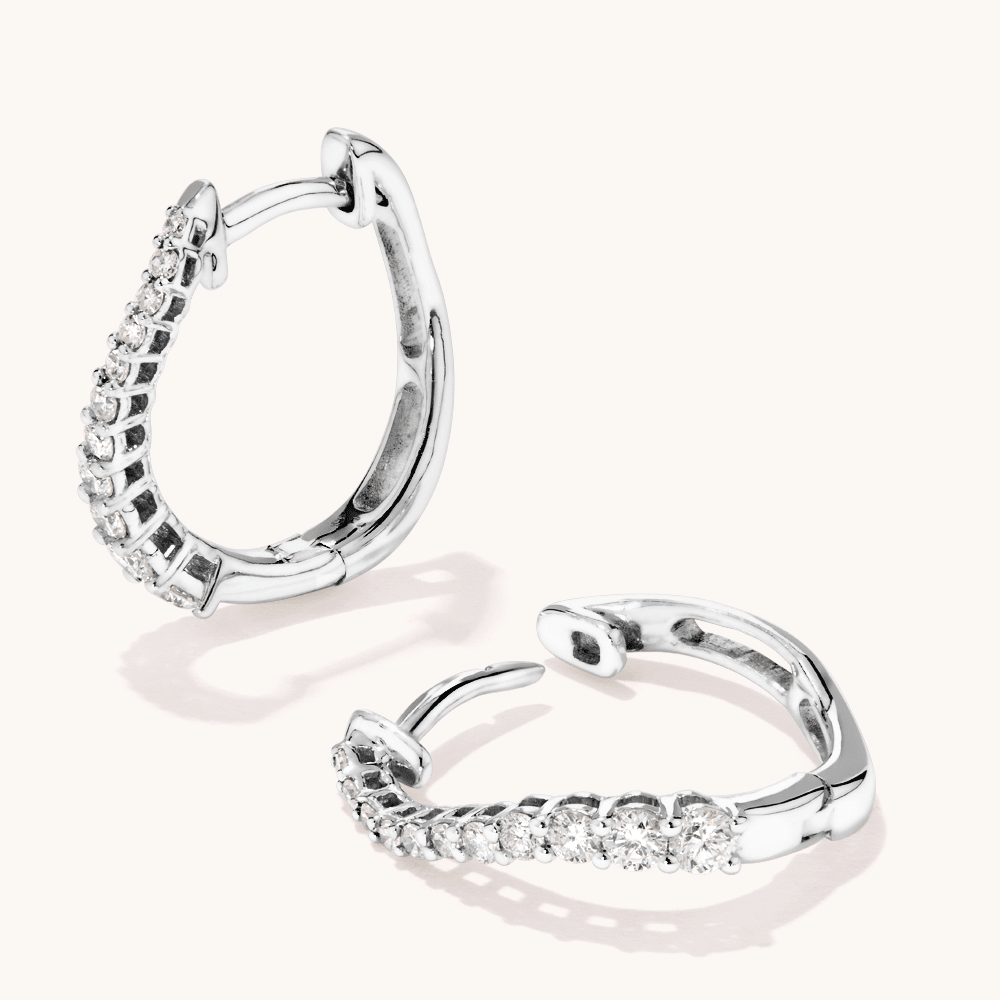 Twist Hoop Earrings with 0.50tw of Laboratory-Grown Diamonds in Sterling Silver and Platinum Earrings Bevilles 