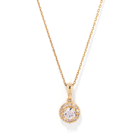 45cm Halo Necklace with 0.25tw of Laboratory-Grown Diamonds in 9kt Yellow Gold Pendants Bevilles 