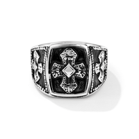17mm Cross Signet Ring in Antique Finish Stainless Steel Rings Bevilles 