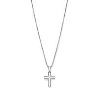 55cm Cross Necklace with Cubic Zirconia in Stainless Steel Pendants Bevilles 