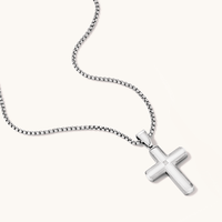 55cm Cross Necklace with Cubic Zirconia in Stainless Steel Pendants Bevilles 