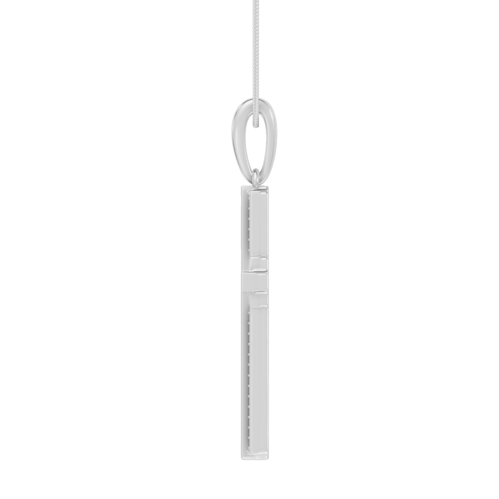 45cm Beaded Cross Pendant Necklace with 0.20tw of Laboratory-Grown Diamonds in Sterling Silver and Platinum Pendants Bevilles 