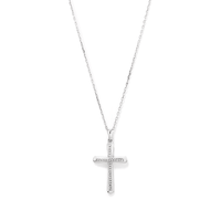 45cm Channel Cross Pendant Necklace with 0.10tw of Laboratory-Grown Diamonds in Sterling Silver and Platinum Pendants Bevilles 