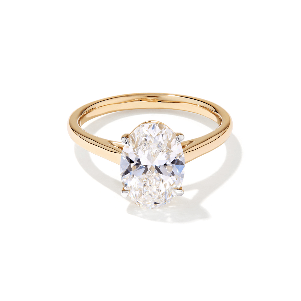 2.50ct Oval Laboratory-Grown Diamond Solitaire Ring in 9kt Yellow Gold and Rhodium Rings Bevilles 