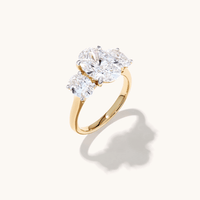 Three Stone Oval Ring with 4.50tw of Laboratory-Grown Diamonds in 9kt Yellow Gold and Rhodium Rings Bevilles 