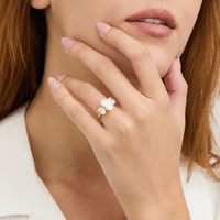 Three Stone Oval Ring with 4.50tw of Laboratory-Grown Diamonds in 9kt Yellow Gold and Rhodium Rings Bevilles 