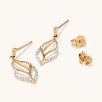 Flame Drop Earrings with 0.05tw of Diamonds in 9kt Yellow Gold Earrings Bevilles 