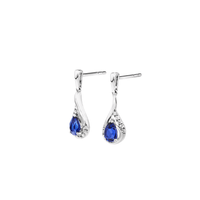 Teardrop Created Sapphire and Laboratory-Grown Diamond Set Stud Earrings in Sterling Silver and Platinum Earrings Bevilles 