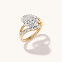 Cluster Twist Shoulder Ring with 0.50tw of Laboratory-Grown Diamonds in 9kt Yellow Gold Rings Bevilles 