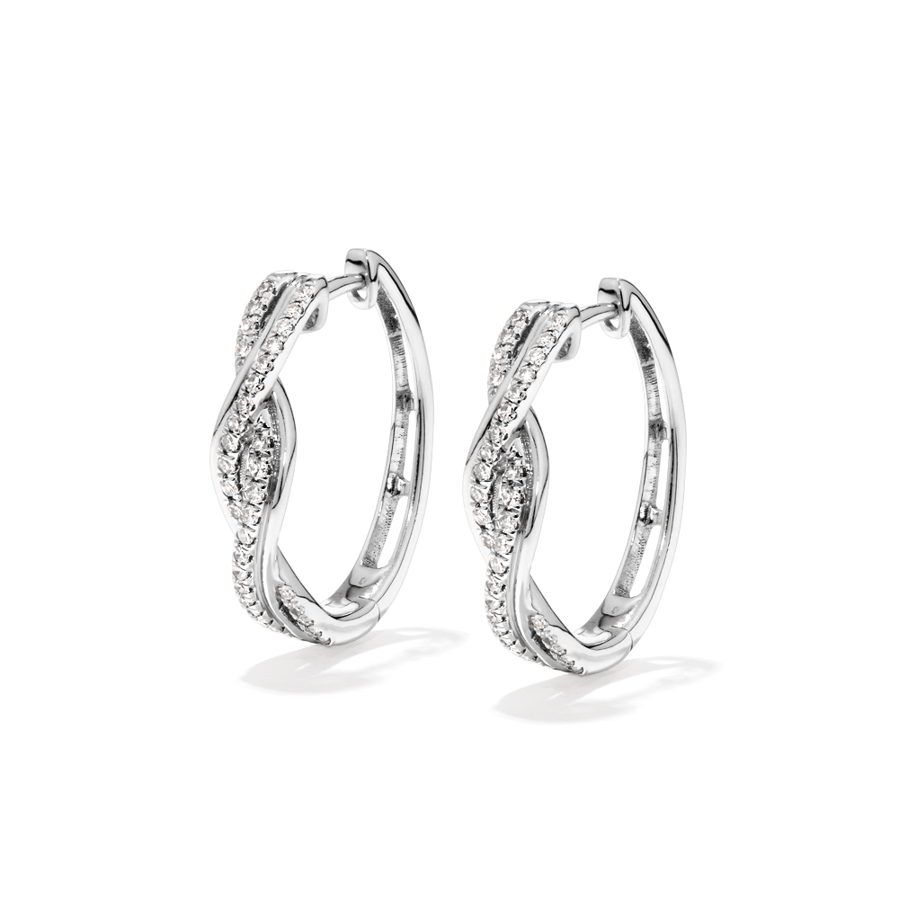 Twist Hoop Earrings with 0.50tw of Laboratory-Grown Diamonds in Sterling Silver and Platinum Earrings Bevilles 