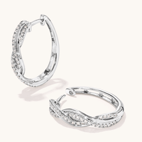 Twist Hoop Earrings with 0.50tw of Laboratory-Grown Diamonds in Sterling Silver and Platinum Earrings Bevilles 