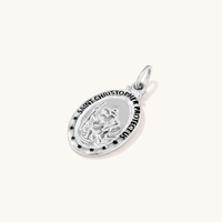 Oval St Christopher Pendant in Sterling Silver Pendants Bevilles 