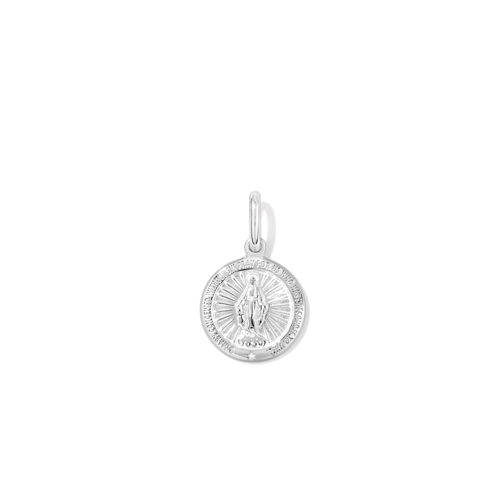 13mm Round St Mary Pendant in Sterling Silver Pendants Bevilles 