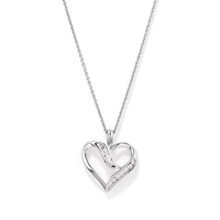 45cm Channel Set Heart Pendant with 0.18tw of Laboratory-Grown Diamonds in Sterling Silver and Platinum Pendants Bevilles 