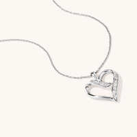 45cm Channel Set Heart Pendant with 0.18tw of Laboratory-Grown Diamonds in Sterling Silver and Platinum Pendants Bevilles 