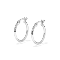 15mm Plain Hoop Earrings in Sterling Silver Earrings Bevilles 