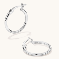 15mm Plain Hoop Earrings in Sterling Silver Earrings Bevilles 
