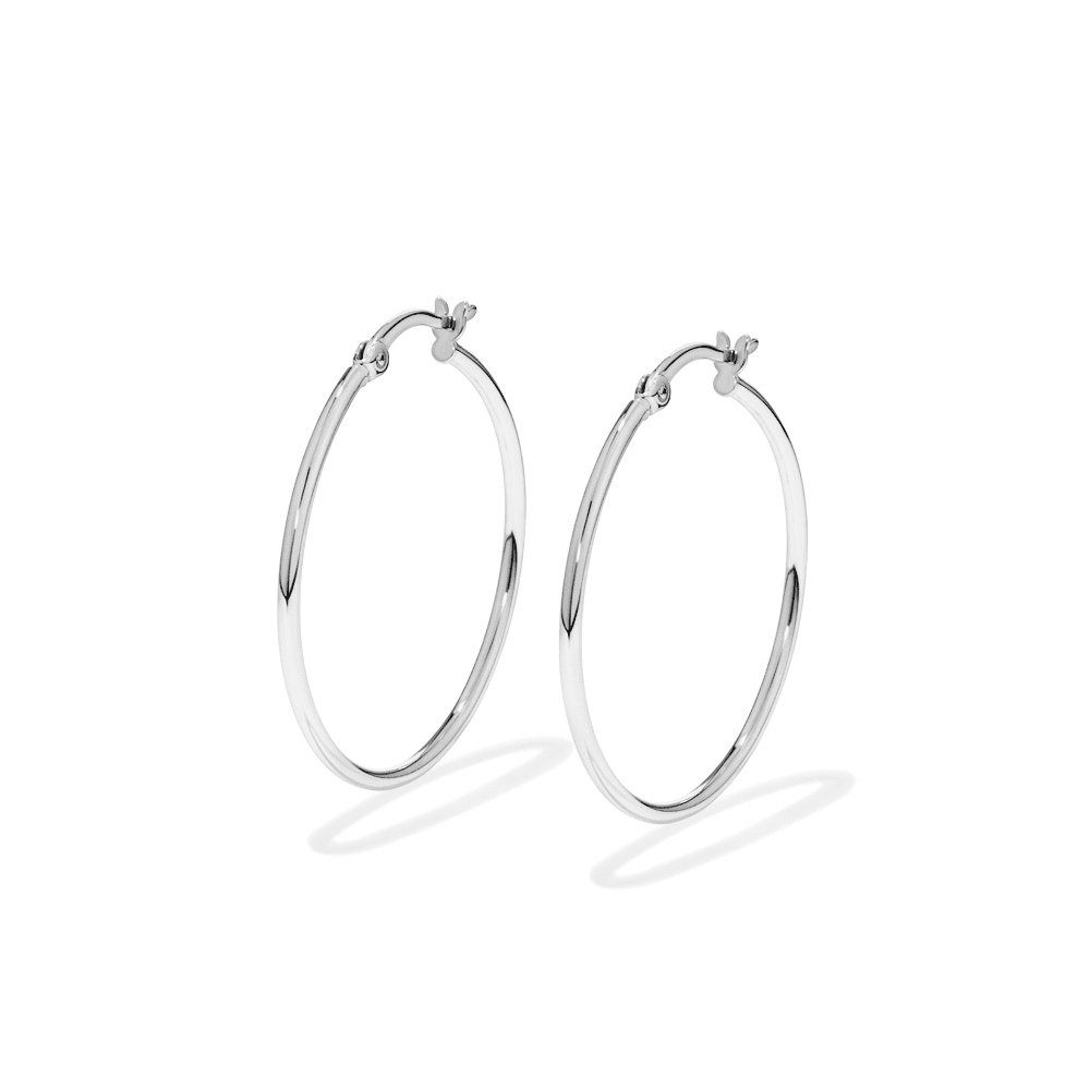30mm Plain Hoop Earrings in Sterling Silver Earrings Bevilles 