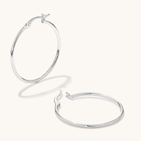 30mm Plain Hoop Earrings in Sterling Silver Earrings Bevilles 