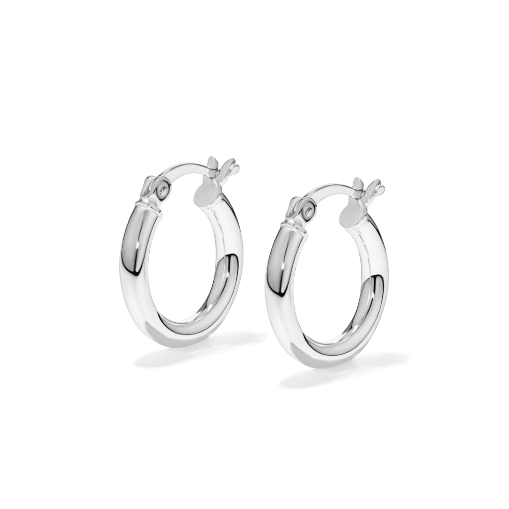 15mm Plain Hoop Earrings in Sterling Silver Earrings Bevilles 