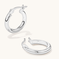 15mm Plain Hoop Earrings in Sterling Silver Earrings Bevilles 