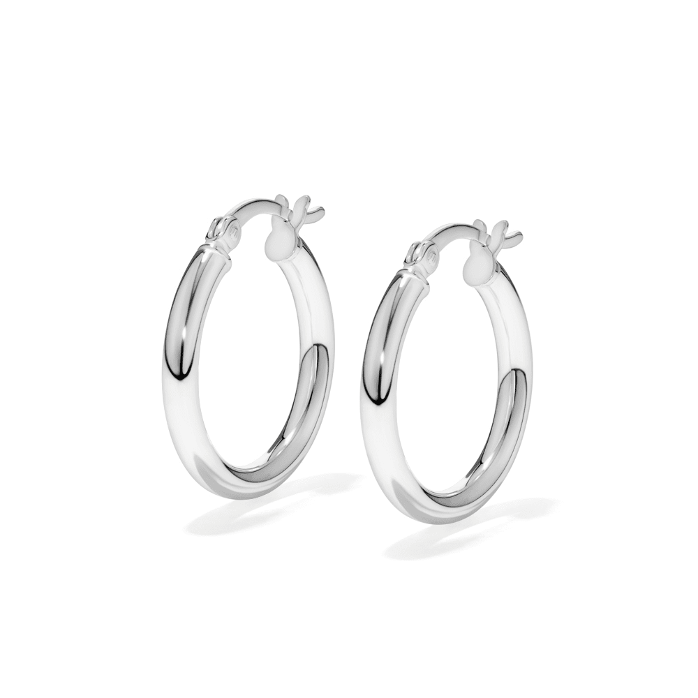 20mm Plain Hoop Earrings in Sterling Silver Earrings Bevilles 