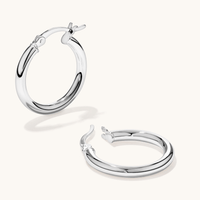 20mm Plain Hoop Earrings in Sterling Silver Earrings Bevilles 