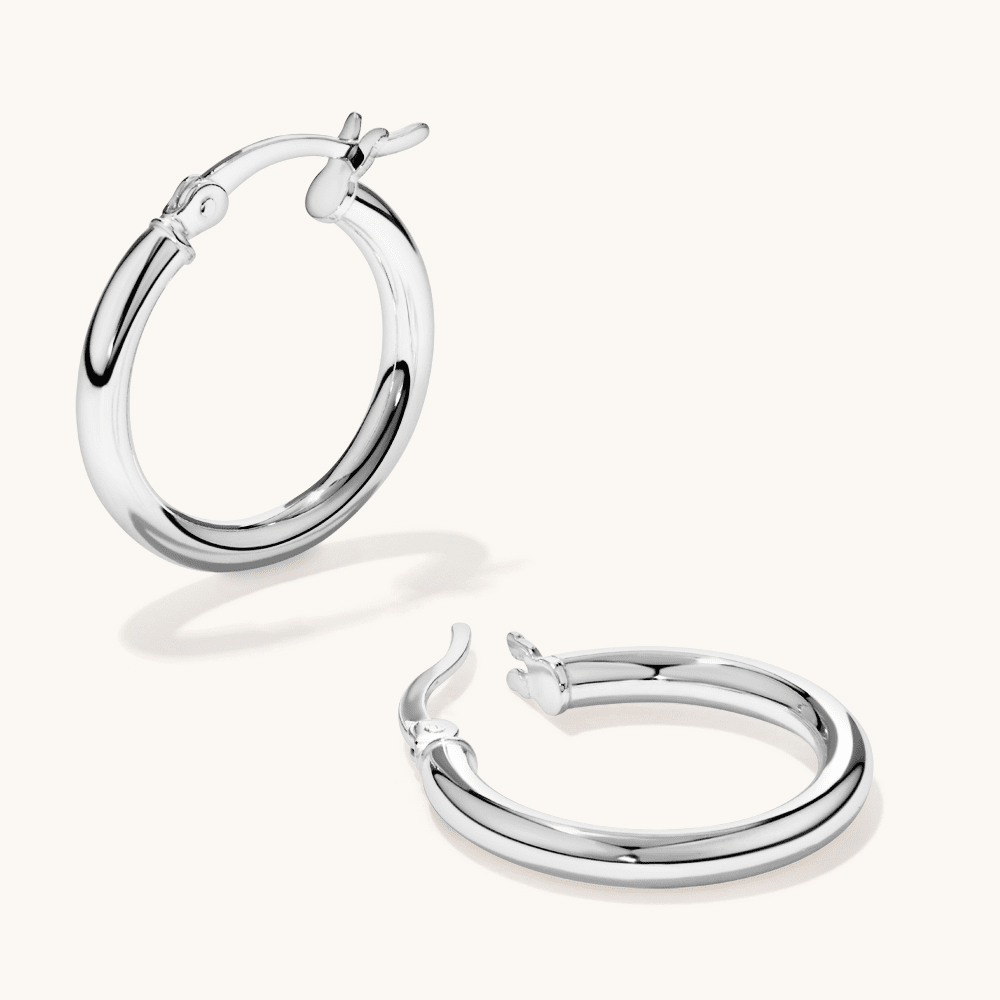 20mm Plain Hoop Earrings in Sterling Silver Earrings Bevilles 