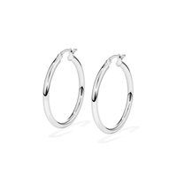 30mm Plain Hoop Earrings in Sterling Silver Earrings Bevilles 