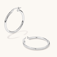 30mm Plain Hoop Earrings in Sterling Silver Earrings Bevilles 